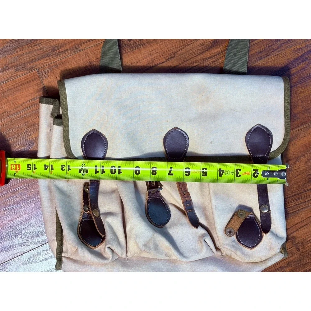 Vintage Tan Leitz Canvas Leather Messenger Bag Camera Bag Utility Grunge